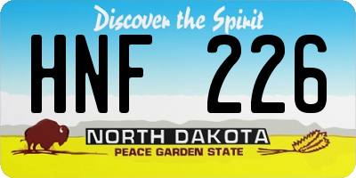 ND license plate HNF226