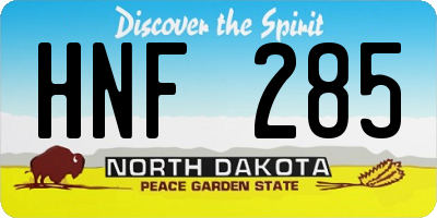 ND license plate HNF285