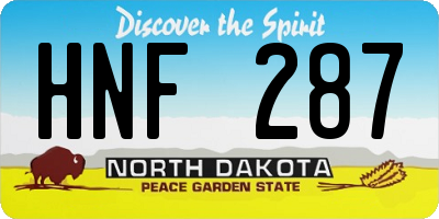 ND license plate HNF287