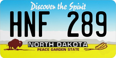 ND license plate HNF289