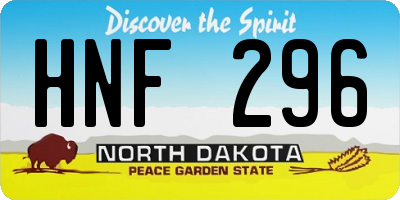 ND license plate HNF296