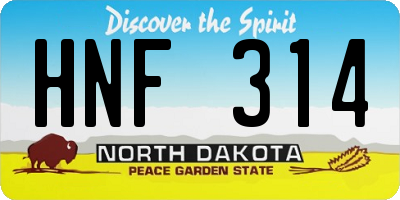 ND license plate HNF314