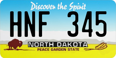 ND license plate HNF345