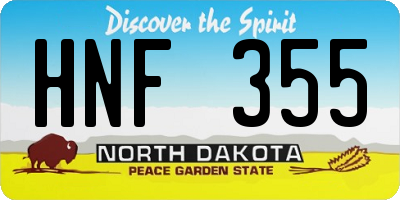 ND license plate HNF355