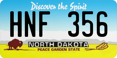 ND license plate HNF356
