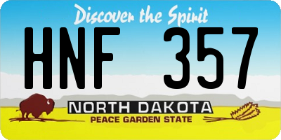 ND license plate HNF357