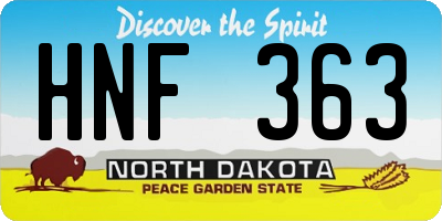 ND license plate HNF363