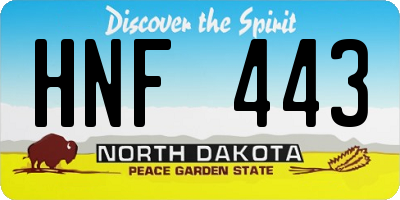 ND license plate HNF443