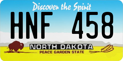 ND license plate HNF458