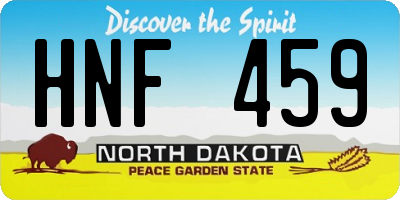 ND license plate HNF459