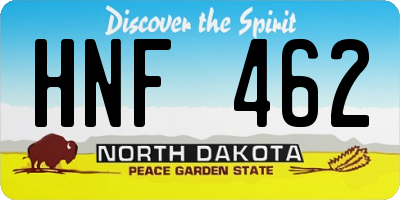 ND license plate HNF462