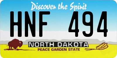 ND license plate HNF494