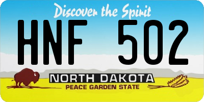 ND license plate HNF502