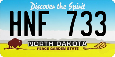 ND license plate HNF733