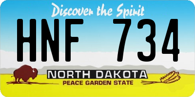 ND license plate HNF734