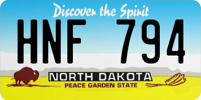 ND license plate HNF794