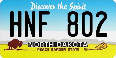 ND license plate HNF802