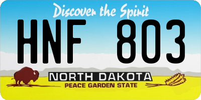 ND license plate HNF803