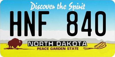 ND license plate HNF840