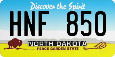 ND license plate HNF850