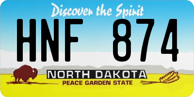 ND license plate HNF874