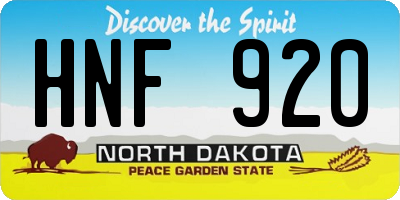 ND license plate HNF920