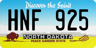 ND license plate HNF925