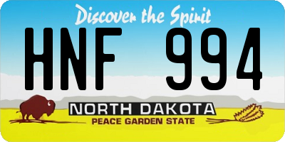 ND license plate HNF994