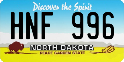 ND license plate HNF996