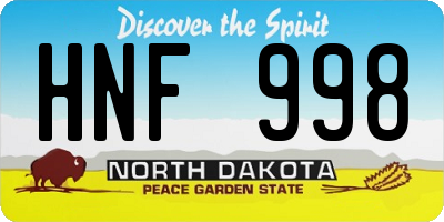 ND license plate HNF998