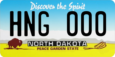 ND license plate HNG000