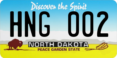 ND license plate HNG002