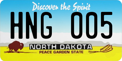ND license plate HNG005