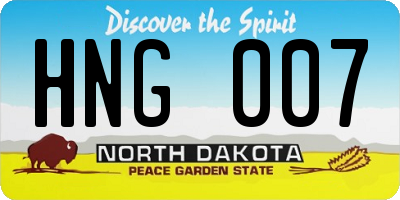 ND license plate HNG007