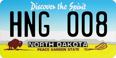 ND license plate HNG008