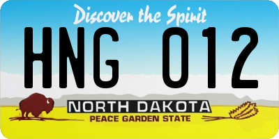ND license plate HNG012