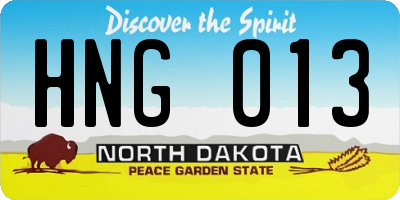 ND license plate HNG013