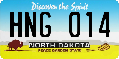 ND license plate HNG014