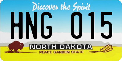 ND license plate HNG015