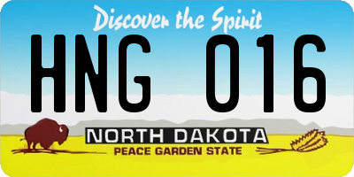 ND license plate HNG016