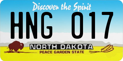 ND license plate HNG017