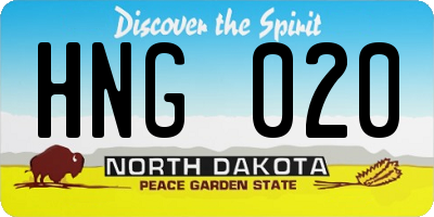 ND license plate HNG020