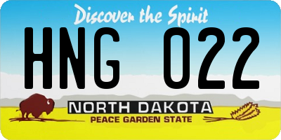 ND license plate HNG022