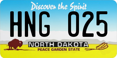 ND license plate HNG025