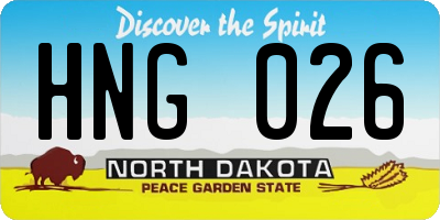 ND license plate HNG026