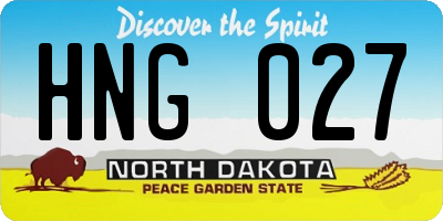 ND license plate HNG027