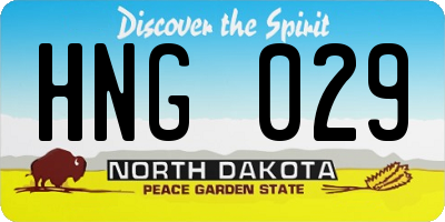 ND license plate HNG029