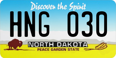 ND license plate HNG030