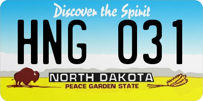 ND license plate HNG031