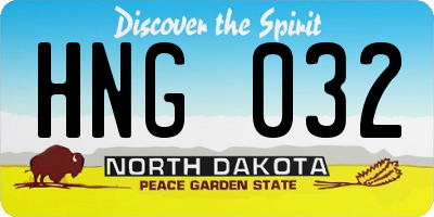 ND license plate HNG032